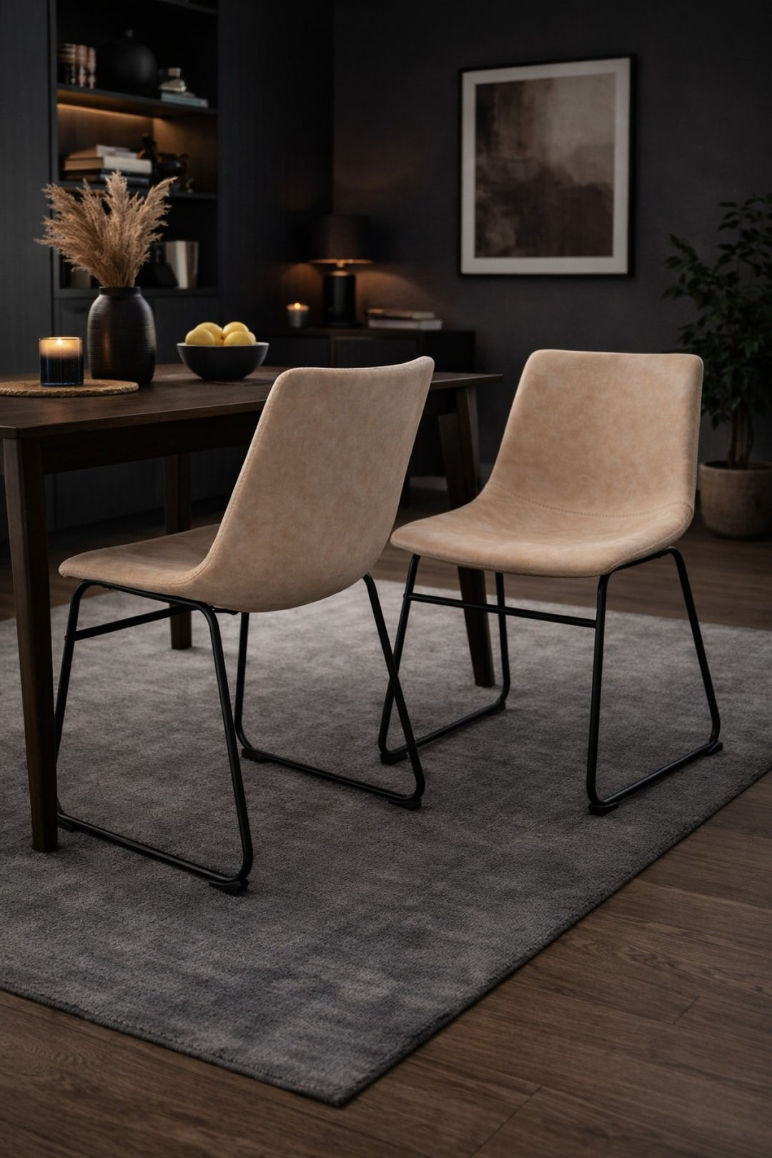 Noble Grace Dining Chair Set of 2 – Modern Upholstered Chairs with Steel Frame, Sled Base and Ergonomic Comfort Seating