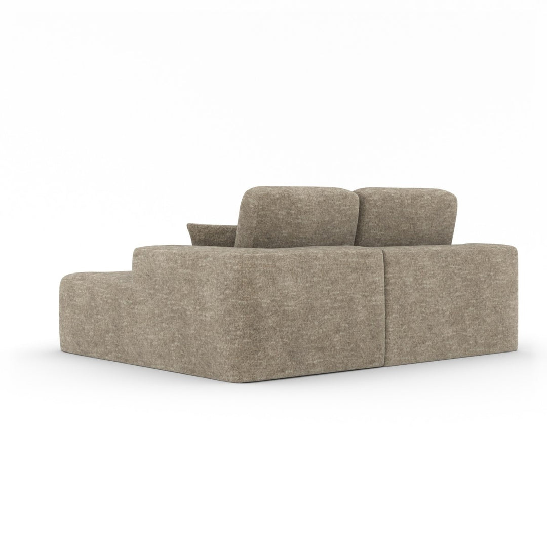 Simone Light Beige Modern Compression Sectional Sofa with Ottoman