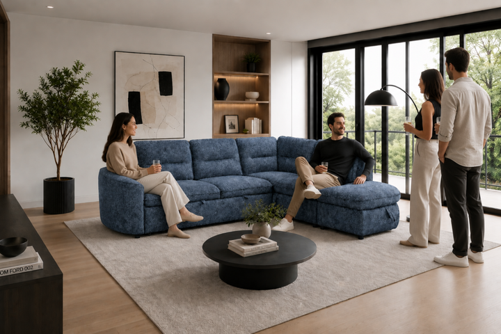 Brookhaven Sectional Sleeper Sofa Bed with Storage, Pull-Out Bed and Premium Velvet Upholstery