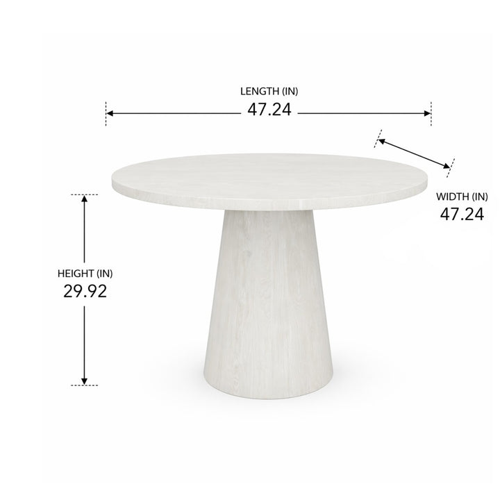 Rovano Round Solid Mango Wood Dining Table with Sculptural Pedestal Base | Handcrafted Modern Design