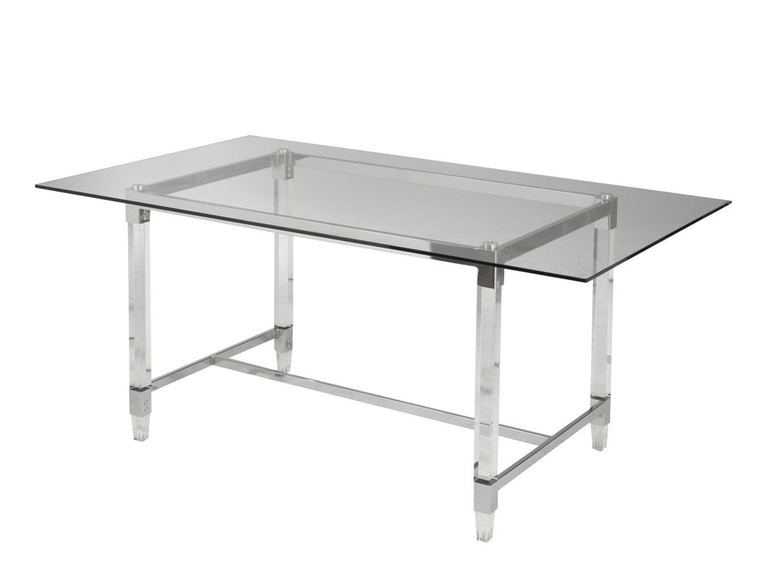 Marevian 5-Piece Dining Set – Contemporary Glass Table with Chrome Frame Modern Chairs