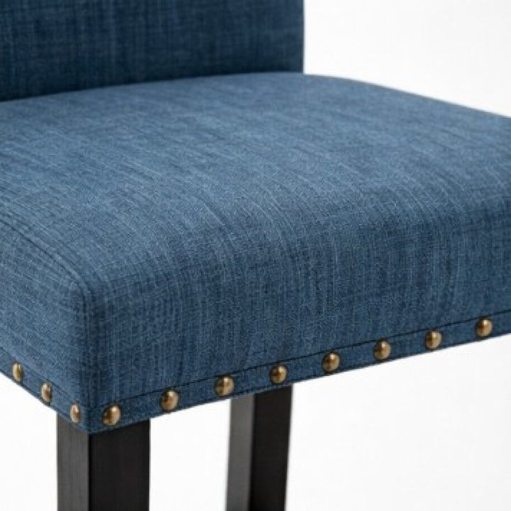 Taviano 2-Piece Upholstered Bar Stool Set – Solid Rubberwood with Nailhead Trim