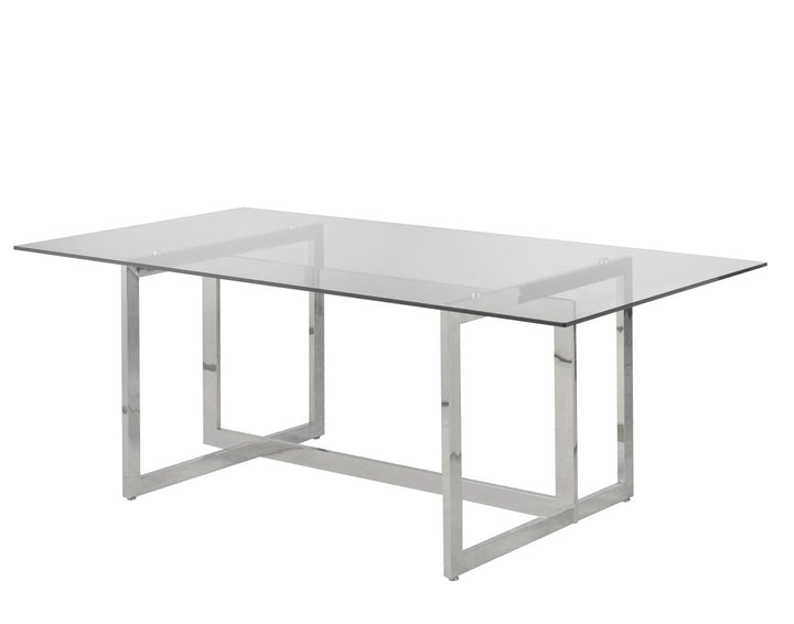 Orynth 5-Piece Dining Set – Contemporary Tempered Glass Table with Metal Frame Chairs