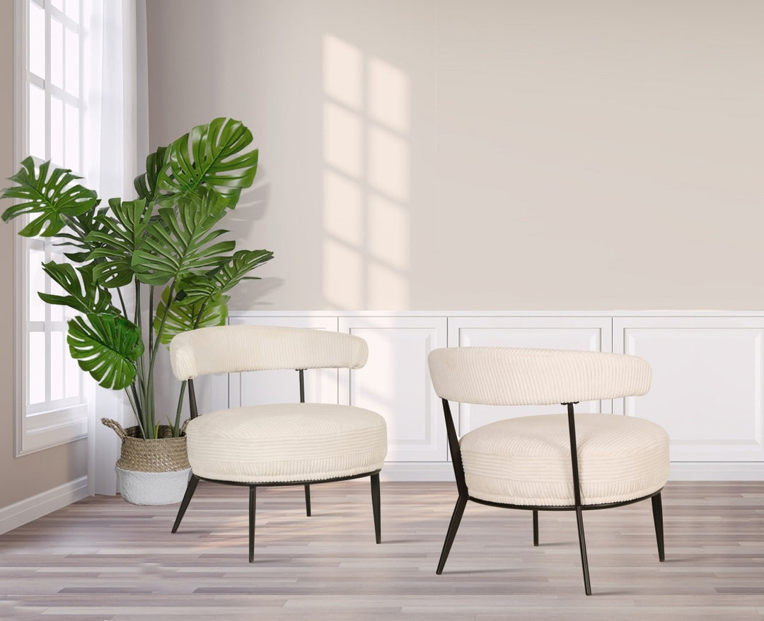 Royal Zenith Ariana Accent Chair – Modern Curved Back Accent Chair with Premium Textured Fabric Upholstery, Powder-Coated Splayed Legs and Contemporary Design Living Room Chair