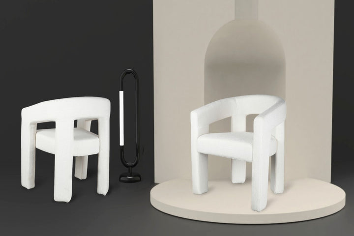 Eterno Dining Chair – Modern Upholstered Chair with Curved Backrest, Armrests and Plush Comfort Seating