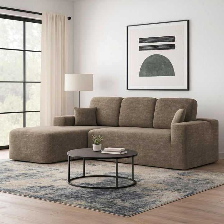 Belliora Modern Compression Sectional Sofa with Pocket Coil Support & Premium Fabric Upholstery