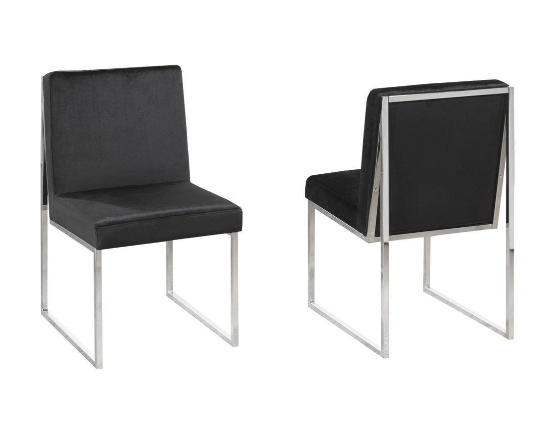 Marevian 5-Piece Dining Set – Contemporary Glass Table with Chrome Frame Modern Chairs