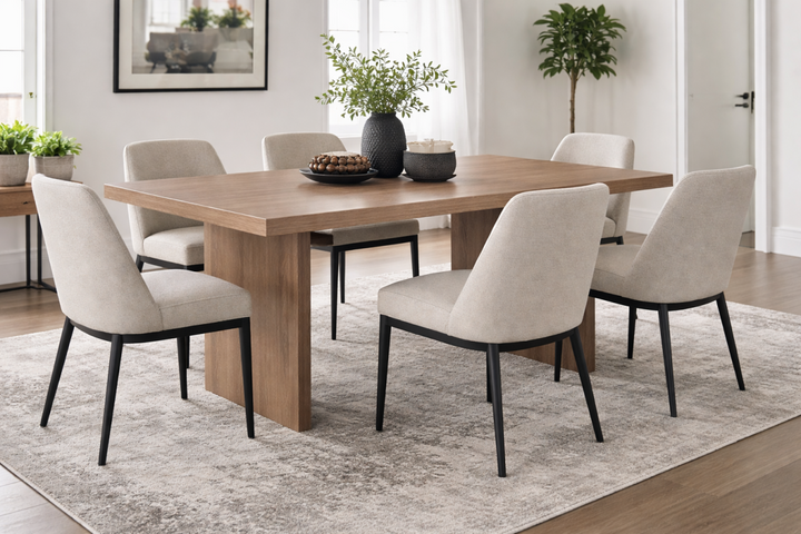 Hudson Solid Wood Dining Table with Architectural Base | Modern Rectangular Contemporary Design