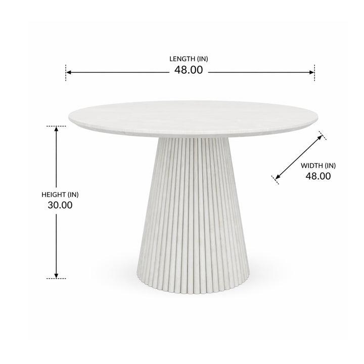 Rovano Round Dining Table with Fluted Pedestal Base | Modern Sculptural Contemporary Center Table Design