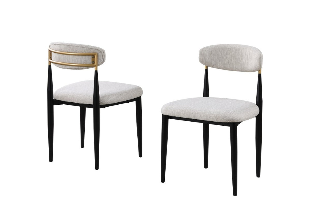 Noble Essence Dining Chair Set of 2 – Modern Upholstered Chairs with Curved Backrest and Powder-Coated Metal Frame
