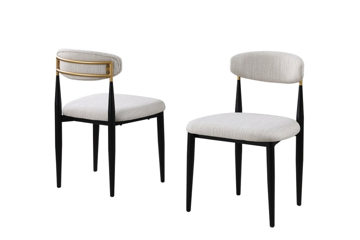 Noble Essence Dining Chair Set of 2 – Modern Upholstered Chairs with Curved Backrest and Powder-Coated Metal Frame