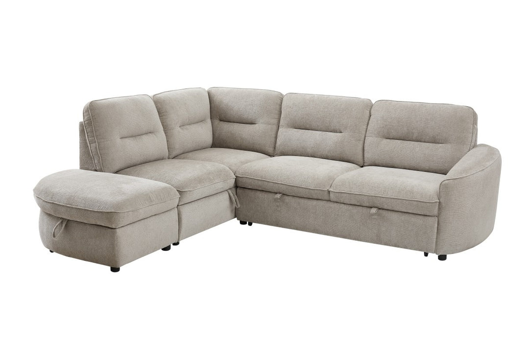Elmstead Sectional Sleeper Sofa Bed with Pull-Out Bed, Hidden Storage and Premium Velvet Upholstery