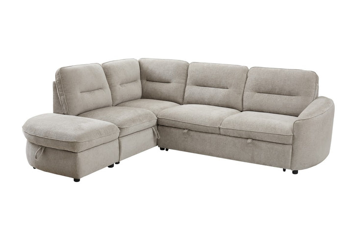 Elmstead Sectional Sleeper Sofa Bed with Pull-Out Bed, Hidden Storage and Premium Velvet Upholstery