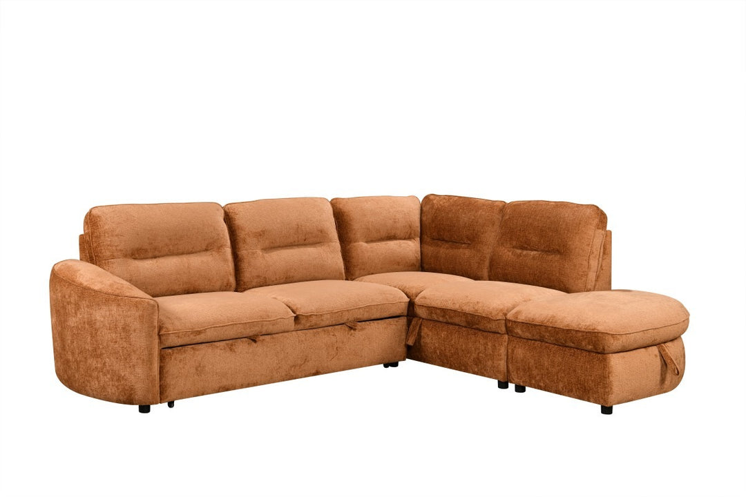 Cedarwick Sectional Sleeper Sofa Bed with Pull-Out Bed, Hidden Storage and Premium Velvet Upholstery