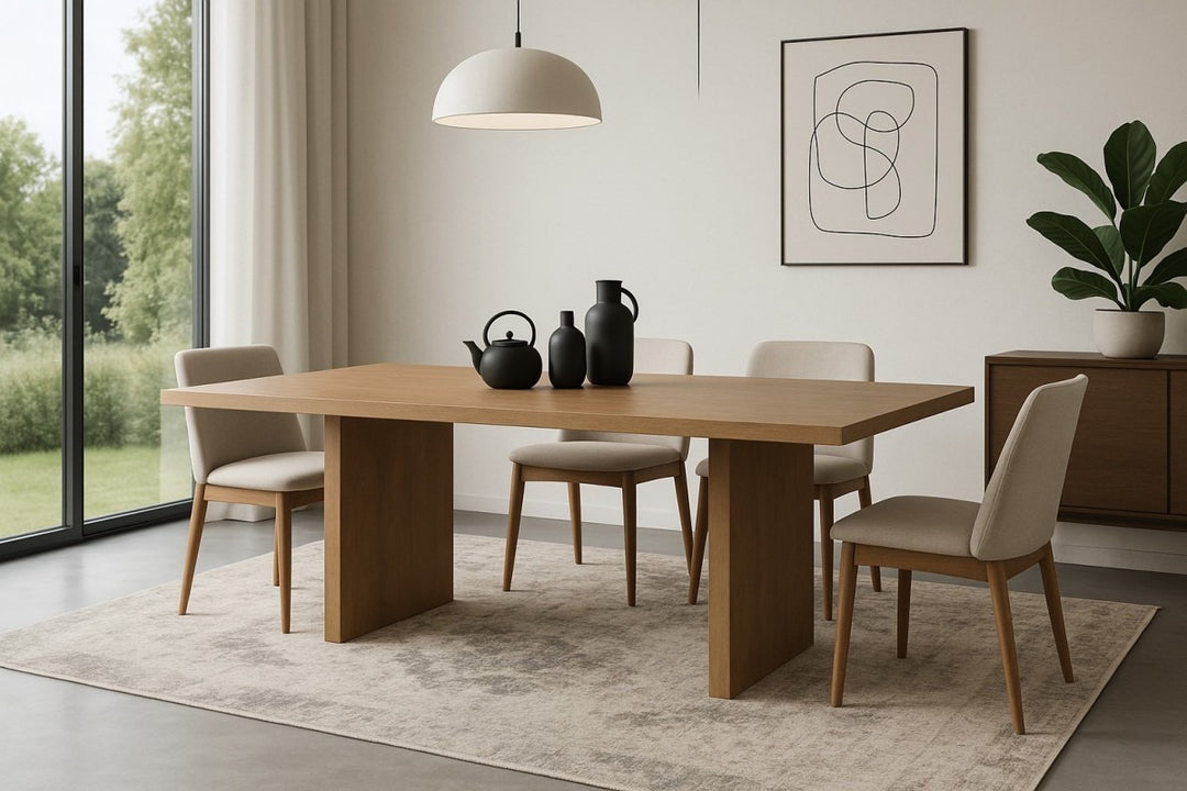 Hudson Solid Wood Dining Table with Architectural Base | Modern Rectangular Contemporary Design