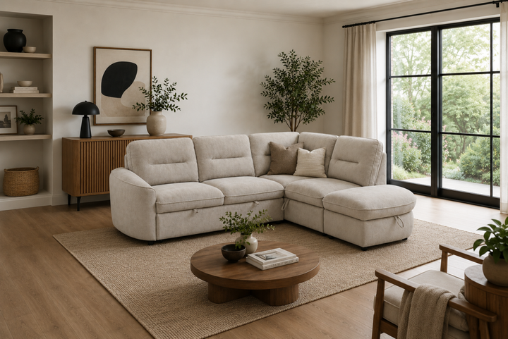 Elmstead Sectional Sleeper Sofa Bed with Pull-Out Bed, Hidden Storage and Premium Velvet Upholstery
