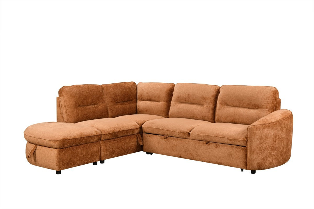 Cedarwick Sectional Sleeper Sofa Bed with Pull-Out Bed, Hidden Storage and Premium Velvet Upholstery