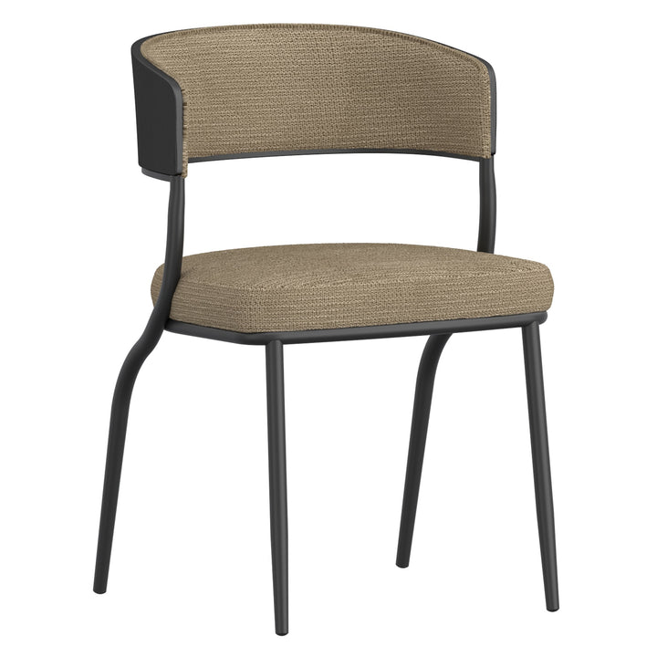 Florenza Modern Dining/Lounge Chair, Dark Beige Fabric with Black Finish (Set of 2)