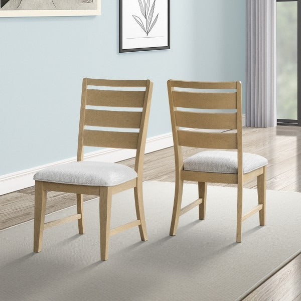 Diamond Crest Cosima Dining Chair Set of 2 – Solid Acacia & Rubberwood Chairs with 22kg Memory Foam Seating, 50mm Thick Legs, Splayed Design and Natural Finish Modern Dining Chairs