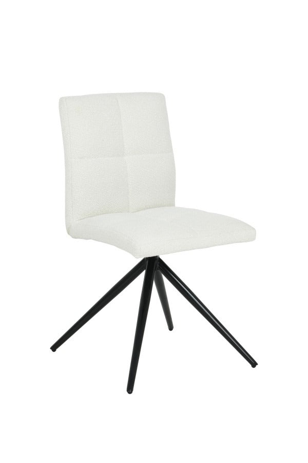 Chromelle Contemporary Textured Fabric Dining Chair Set of 2 with Matte Black Legs