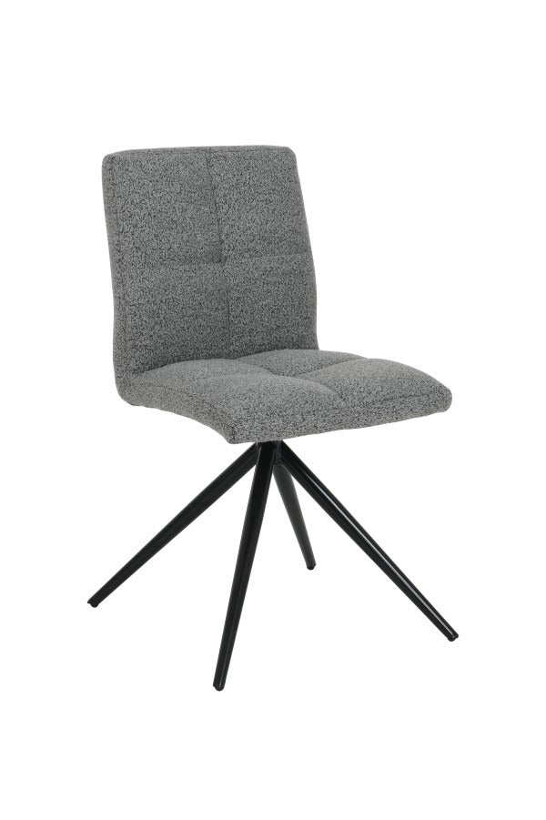 Chromelle Contemporary Textured Fabric Dining Chair Set of 2 with Black Powder-Coated Legs