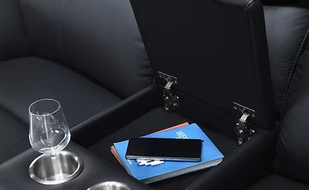 Noctivara 3-Piece Power Recliner Set with Black Genuine Leather/Match, USB Ports, Console Storage &amp; Cup Holders