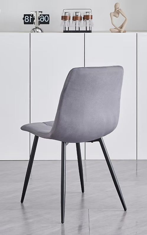 Montvire 4-Piece Modern Grey Velvet Dining Chair Set with Cross Stitching Design & Black Steel Legs