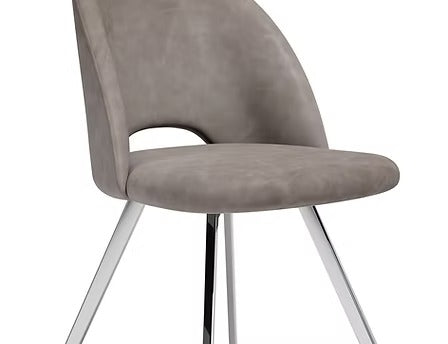 Avionza 7-Piece Dinette Set – Sintered Stone Snow White Marble Table with Stainless Steel Base & Soft Grey PU Chairs