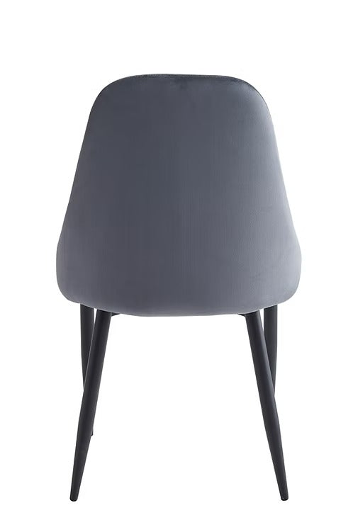 Viremont Luxe 6-Piece Contemporary Dining Chair Set – Dark Grey Velvet with Black Steel Frame