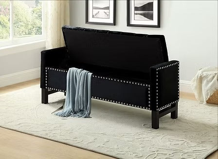 Dravien Velvet Storage Bench – Elegant Black Lift Top Storage Bench for Bedroom, Living Room and Entryway