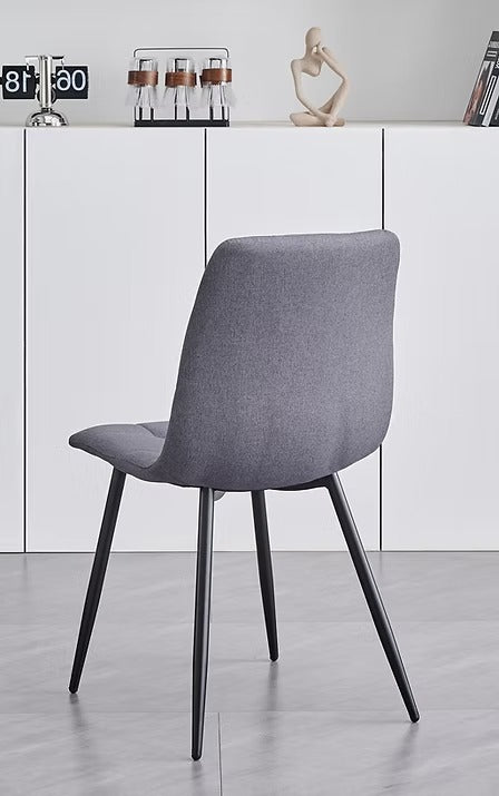 Montvire 4-Piece Modern Grey Fabric Dining Chair Set with Cross Stitching Design & Black Steel Legs