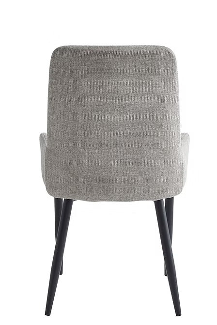 Valmere 2-Piece Modern Dining Chair Set in Grey/Beige Fabric with Black Steel Legs & Contemporary Finish