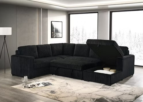 Orlivo Sofa Bed Sectional – Left Hand Facing Chaise with Lift Up Storage, USB Charger, Plush Cushions Sleeper Sofa