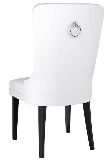 Orvello 2-Piece Dining Chairs – White PU Upholstered Chairs with Elegant Nail Head Details for Modern Luxury Dining & Interiors