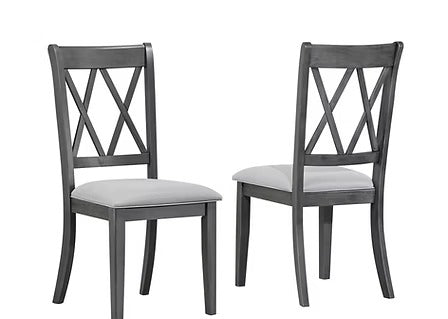 Domera 7-Piece Dining Set – Antique Grey Contemporary Rectangular Table with Fabric Chairs