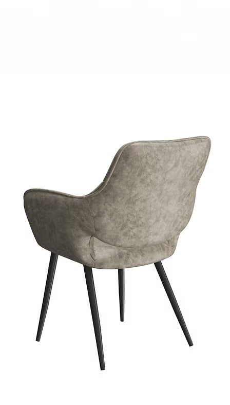 Orlévian 2-Piece Modern Armrest Dining Chair Set – Soft Mushroom PU with Black Steel Legs