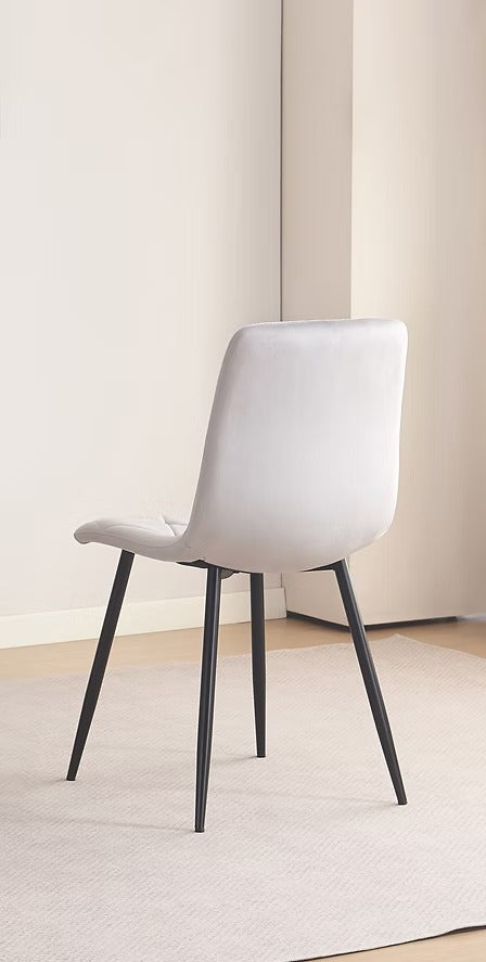 Aristova 4-Piece Modern Light Grey Velvet Dining Chair Set with Diamond Stitching & Black Steel Legs