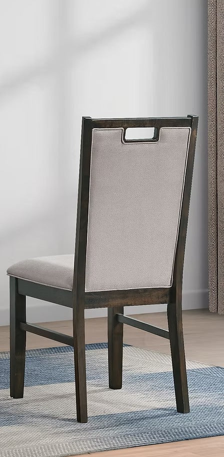 Vornex 2-Piece Contemporary Rustic Brown Fabric Dining Chair Set with Rubber Wood Frame