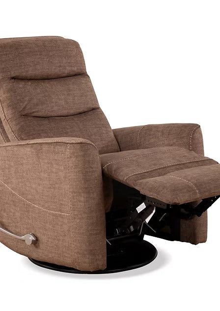 Torvella Recliner Chair with Side-Mounted Steel Pull Handle, Glider Rocking Mechanism &amp; Zero Wallhugger Design in Soft Chocolate Fabric