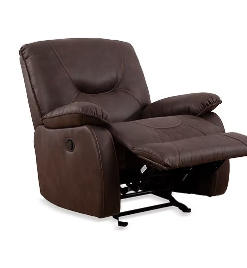 Zorvian Recliner Chair in Brown Elephant Skin Fabric with Glider Rocking Mechanism &amp; Zero Wallhugger Design