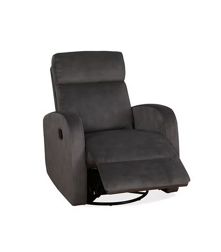 Wervano Recliner Chair with Swivel Glider Mechanism, Zero Wallhugger Design &amp; Soft Charcoal Fabric