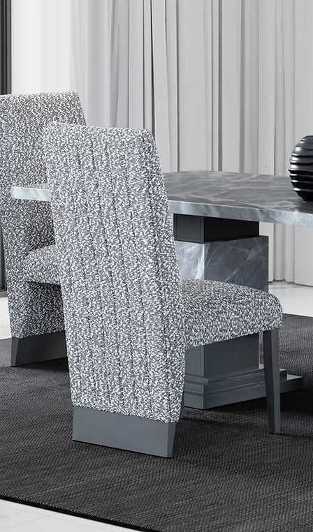 Maison Virel 2-Piece Modern Soft Grey Fabric Dining Chair Set with Plush Channel Tufting