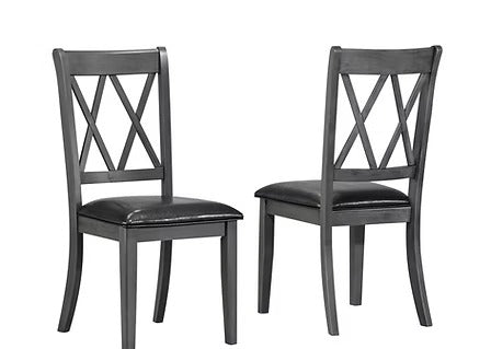 Avirello 7-Piece Dining Set – Antique Grey Contemporary Rectangular Table with PU Cushion Chairs