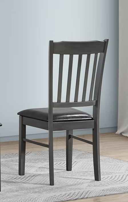 Calviro 2-Piece Dining Chairs – Antique Grey Contemporary Finish with Black PU Upholstered Cushion Seats for Elegant Dining Spaces