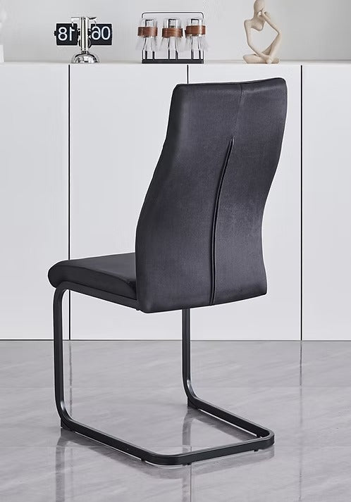 Noblevia 6-Piece Modern Black Velvet Dining Chair Set with Elegant Diamond Stitching