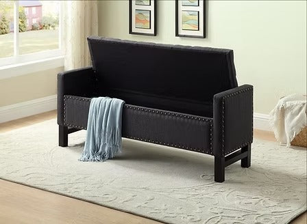 Dravien Storage Bench – Modern Charcoal Upholstered Lift Top Storage Bench for Bedroom, Living Room and Entryway