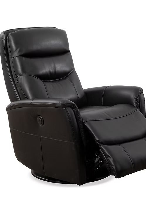 Nivello Power Recliner Chair with Swivel & Glider Function, Zero Wallhugger Design, Soft Black PU Upholstery & High-Density Foam Comfort