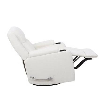 Rivento Recliner Chair with Side-Mounted Steel Pull Handle, Glider Rocking Mechanism &amp; Soft Ivory Fabric