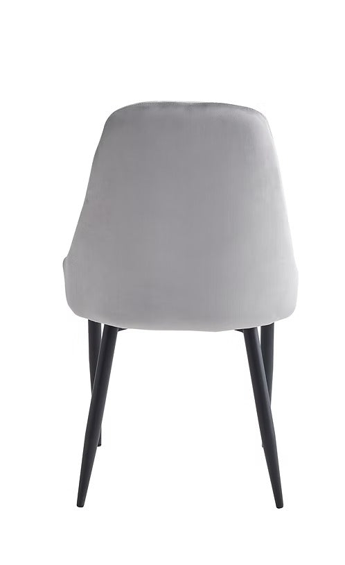 Viremont 6-Piece Modern Dining Chair Set in Light Grey Velvet with Black Steel Legs & Contemporary Finish
