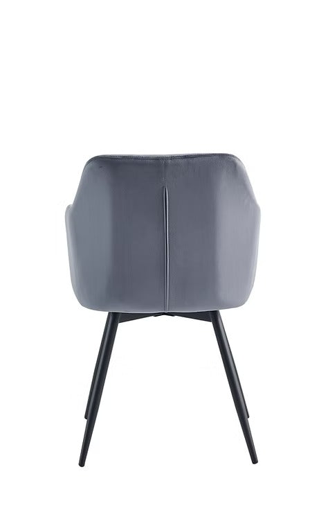 Luxevaro 2-Piece Modern Light Grey Velvet Armrest Dining Chair Set with Black Steel Legs (Copy)